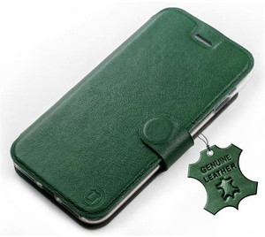 Etui ze skóry naturalnej do Huawei Nova 5T - wzór Green Leather