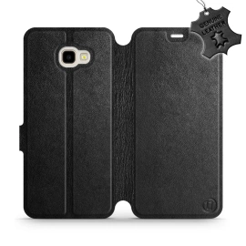 Etui ze skóry naturalnej do Samsung Galaxy J4 Plus 2018 - wzór Black Leather