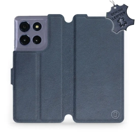 Etui ze skóry naturalnej do Motorola Moto G86 5G - wzór Blue Leather
