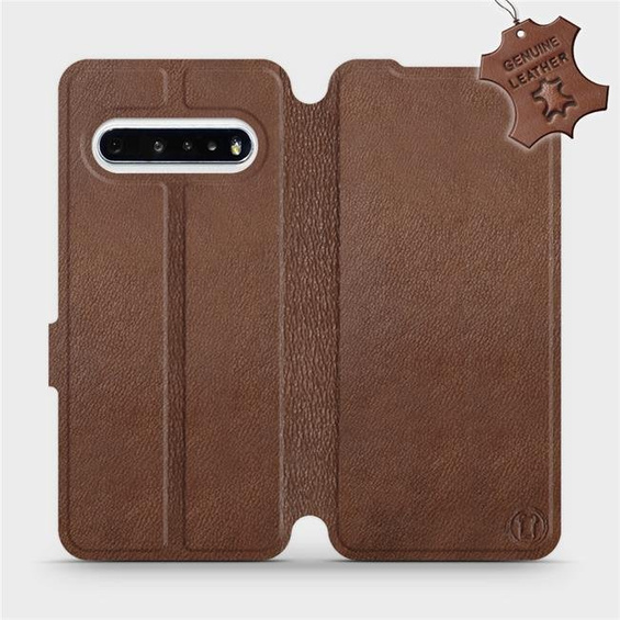 Etui ze skóry naturalnej do LG V60 ThinQ 5G - wzór Brown Leather