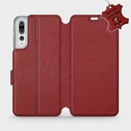 Etui ze skóry naturalnej do Huawei P20 Pro - wzór Dark Red Leather