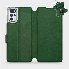 Etui ze skóry naturalnej do Motorola Moto G22 - wzór Green Leather