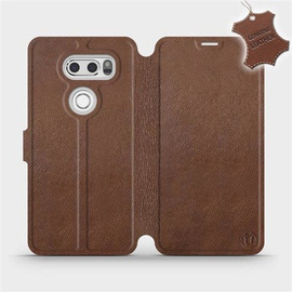 Etui ze skóry naturalnej do LG V30 - wzór Brown Leather