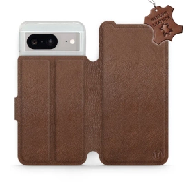 Etui ze skóry naturalnej do Google Pixel 8 - wzór Brown Leather
