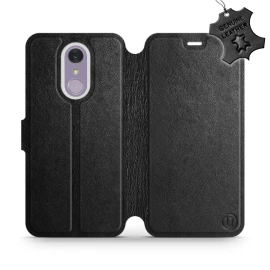 Etui ze skóry naturalnej do LG Q7 - wzór Black Leather