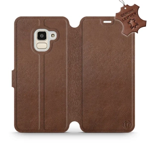 Etui ze skóry naturalnej do Samsung Galaxy J6 2018 - wzór Brown Leather