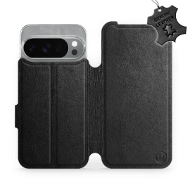 Etui ze skóry naturalnej do Google Pixel 10 Pro - wzór Black Leather
