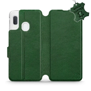 Etui ze skóry naturalnej do Samsung Galaxy A20e - wzór Green Leather