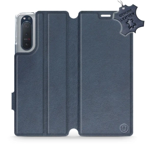 Etui ze skóry naturalnej do Sony Xperia 5 II - wzór Blue Leather