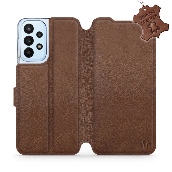 Etui ze skóry naturalnej do Samsung Galaxy A23 - wzór Brown Leather