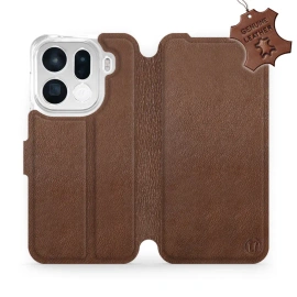 Etui ze skóry naturalnej do OPPO Find X9 pro - wzór Brown Leather