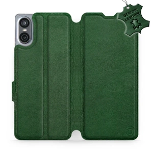 Etui ze skóry naturalnej do Sony Xperia 10 VI - wzór Green Leather