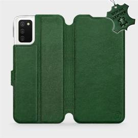 Etui ze skóry naturalnej do Samsung Galaxy A03S - wzór Green Leather