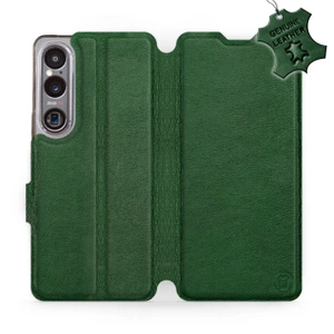Etui ze skóry naturalnej do Sony Xperia 1 VI - wzór Green Leather
