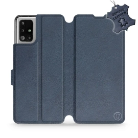 Etui ze skóry naturalnej do Samsung Galaxy M51 - wzór Blue Leather
