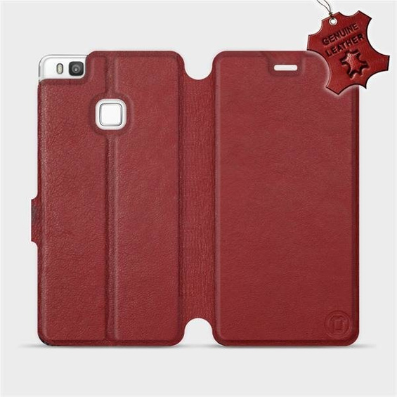 Etui ze skóry naturalnej do Huawei P9 Lite - wzór Dark Red Leather