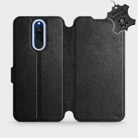 Etui ze skóry naturalnej do Xiaomi Redmi 8 - wzór Black Leather