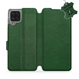 Etui ze skóry naturalnej do Samsung Galaxy A22 4G - wzór Green Leather
