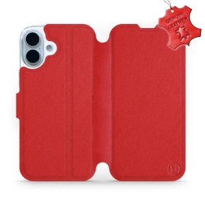Etui ze skóry naturalnej do Apple iPhone 17 - wzór Red Leather