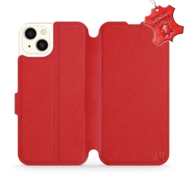 Etui ze skóry naturalnej do Apple iPhone 15 Plus - wzór Red Leather