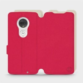 Etui Soft Touch do Motorola Moto G7 Plus - wzór Żywa czerwień z platyną