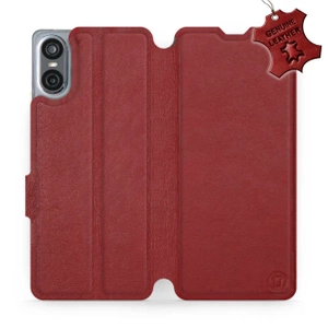 Etui ze skóry naturalnej do Sony Xperia 10 VI - wzór Dark Red Leather