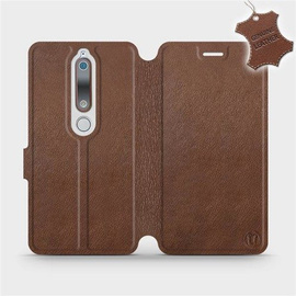 Etui ze skóry naturalnej do Nokia 6.1 - wzór Brown Leather