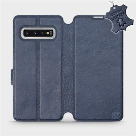 Etui ze skóry naturalnej do Samsung Galaxy S10 - wzór Blue Leather