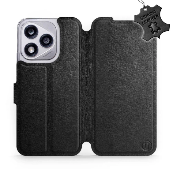 Etui ze skóry naturalnej do Huawei Honor 400 Lite - wzór Black Leather