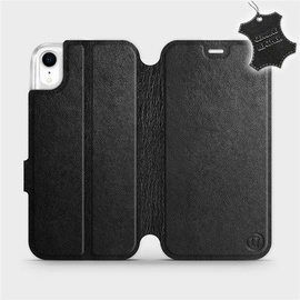 Etui ze skóry naturalnej do Apple iPhone XR - wzór Black Leather