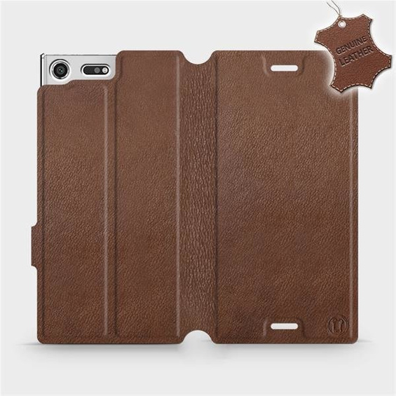 Etui ze skóry naturalnej do Sony Xperia XZ Premium - wzór Brown Leather