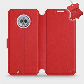 Etui ze skóry naturalnej do Motorola Moto G6 - wzór Red Leather