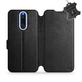 Etui ze skóry naturalnej do Xiaomi Redmi 8 - wzór Black Leather
