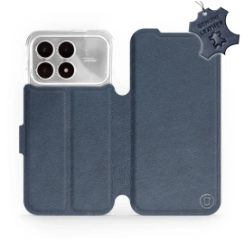 Etui ze skóry naturalnej do Xiaomi Poco F8 Pro - wzór Blue Leather