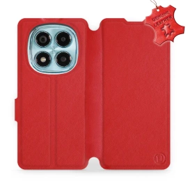 Etui ze skóry naturalnej do Xiaomi Redmi Note 14 Pro 4G - wzór Red Leather