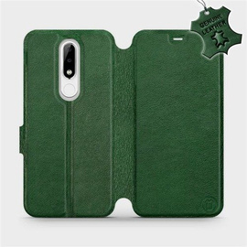 Etui ze skóry naturalnej do Nokia 5.1 Plus - wzór Green Leather