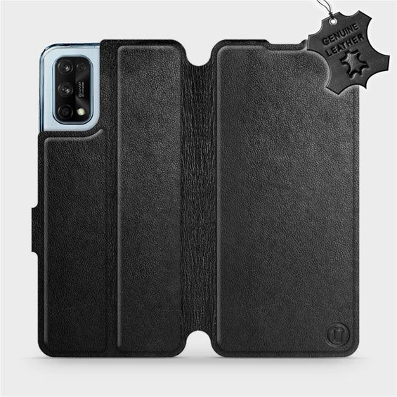 Etui ze skóry naturalnej do Realme 7 Pro - wzór Black Leather