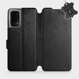 Etui ze skóry naturalnej do OPPO A74 5G - wzór Black Leather