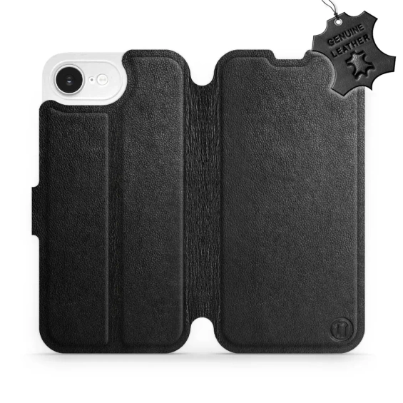 Etui ze skóry naturalnej do Apple iPhone 16e - wzór Black Leather