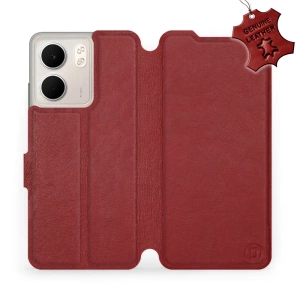 Etui ze skóry naturalnej do OPPO A5x - wzór Dark Red Leather
