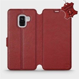 Etui ze skóry naturalnej do Samsung Galaxy A8 2018 - wzór Dark Red Leather