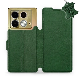 Etui ze skóry naturalnej do Infinix Note 40 - wzór Green Leather