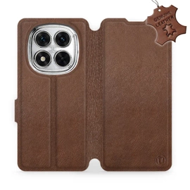 Etui ze skóry naturalnej do Xiaomi Redmi Note 14 Pro 5G - wzór Brown Leather