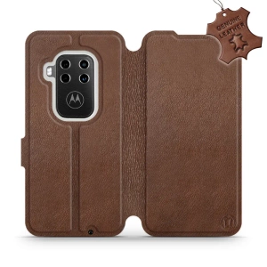Etui ze skóry naturalnej do Motorola One Zoom - wzór Brown Leather