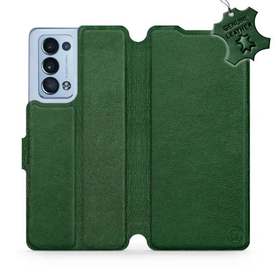 Etui ze skóry naturalnej do OPPO Reno 6 Pro 5G - wzór Green Leather