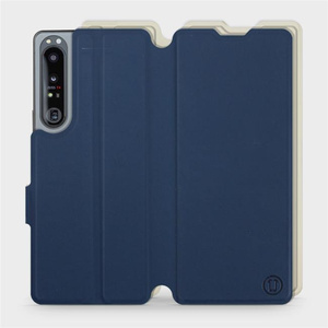 Etui Soft Touch do Sony Xperia 1 IV - wzór Głęboki granat z platyną