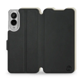 Etui Soft Touch do Samsung Galaxy S25 Edge - wzór Satynowa czerń z platyną