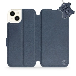 Etui ze skóry naturalnej do Apple iPhone 15 Plus - wzór Blue Leather