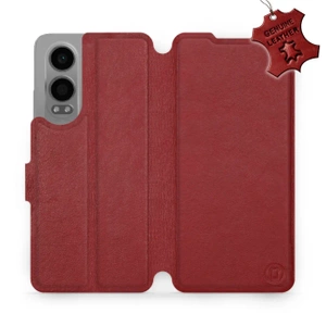 Etui ze skóry naturalnej do OnePlus Nord CE 4 Lite - wzór Dark Red Leather