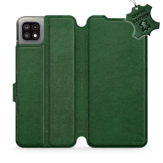 Etui ze skóry naturalnej do Samsung Galaxy A22 5G - wzór Green Leather